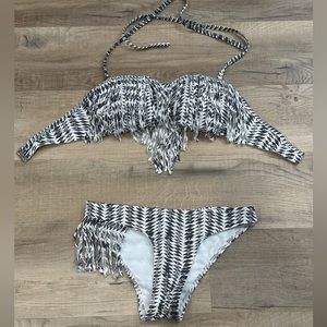 La vie en rose chevron bikini with fringe and scrunch bum